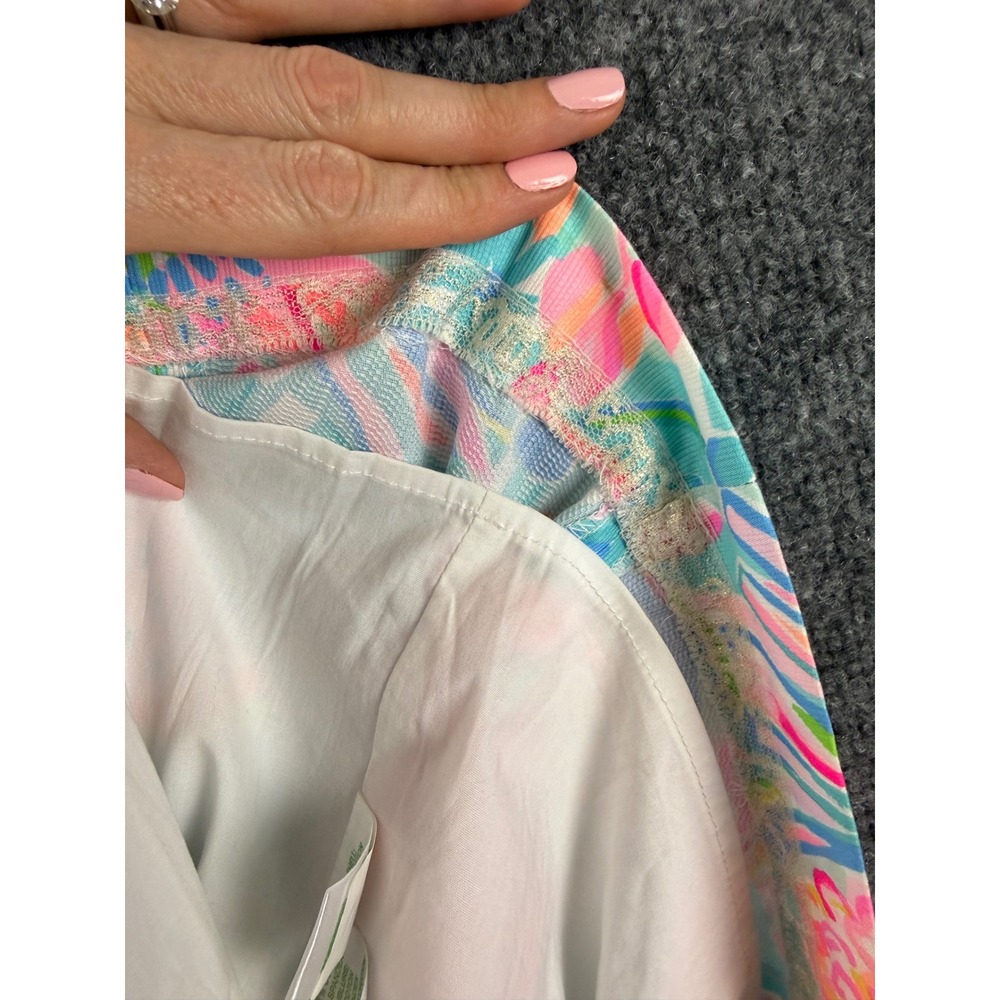 Lilly Pulitzer Tropical Punch Shelli Stretch Dress Floral Cotton Adj Strap Sz 8 - Picture 13 of 15